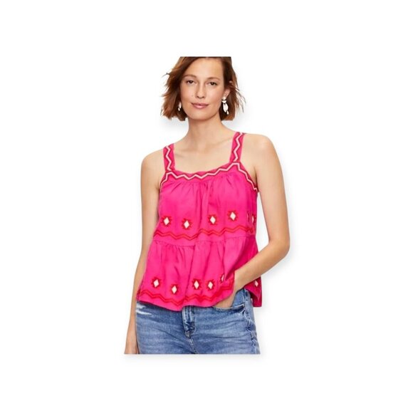 Linen Viscose Embroidered Ann Taylor Loft Tank, Size Large - Picture 11 of 11